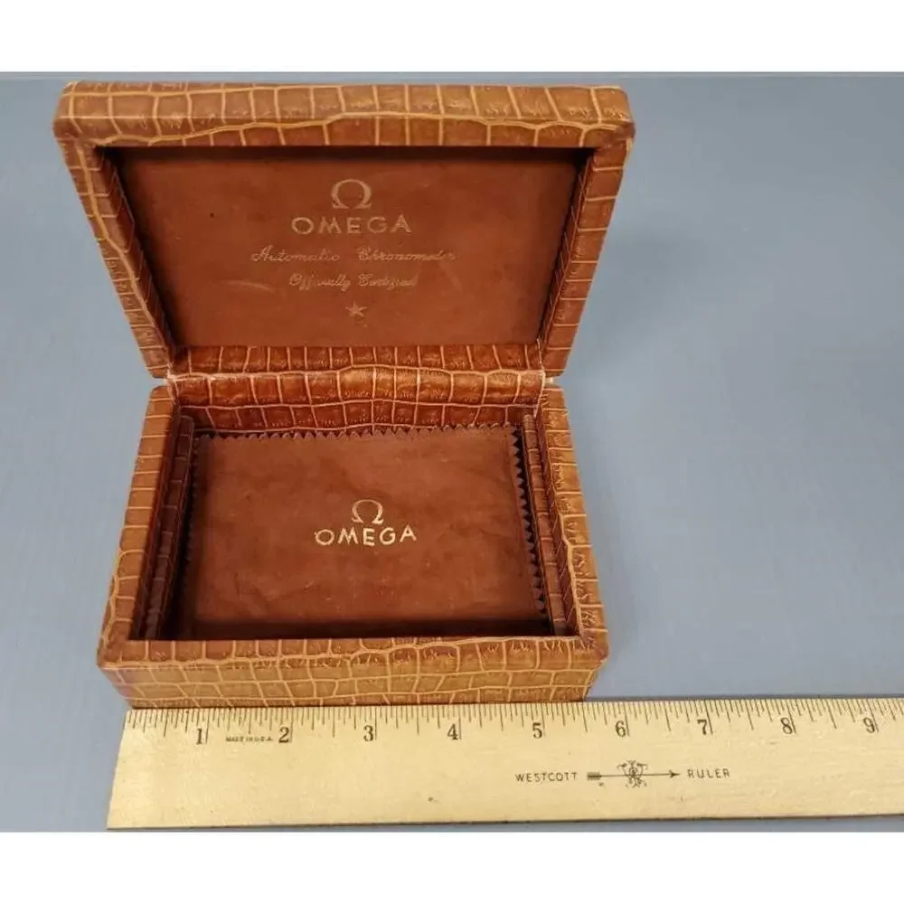 Omega Chronometer Watch Box, Leather, Vintage 1960's